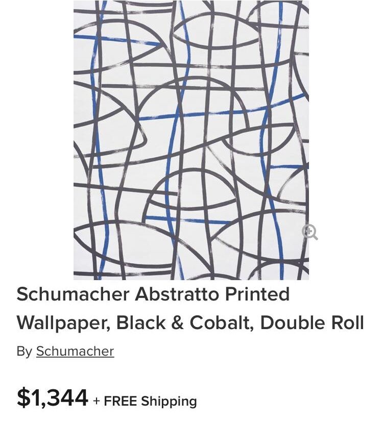 Schumacher Abstratto Printed Wallpaper, Black & Cobalt - cost